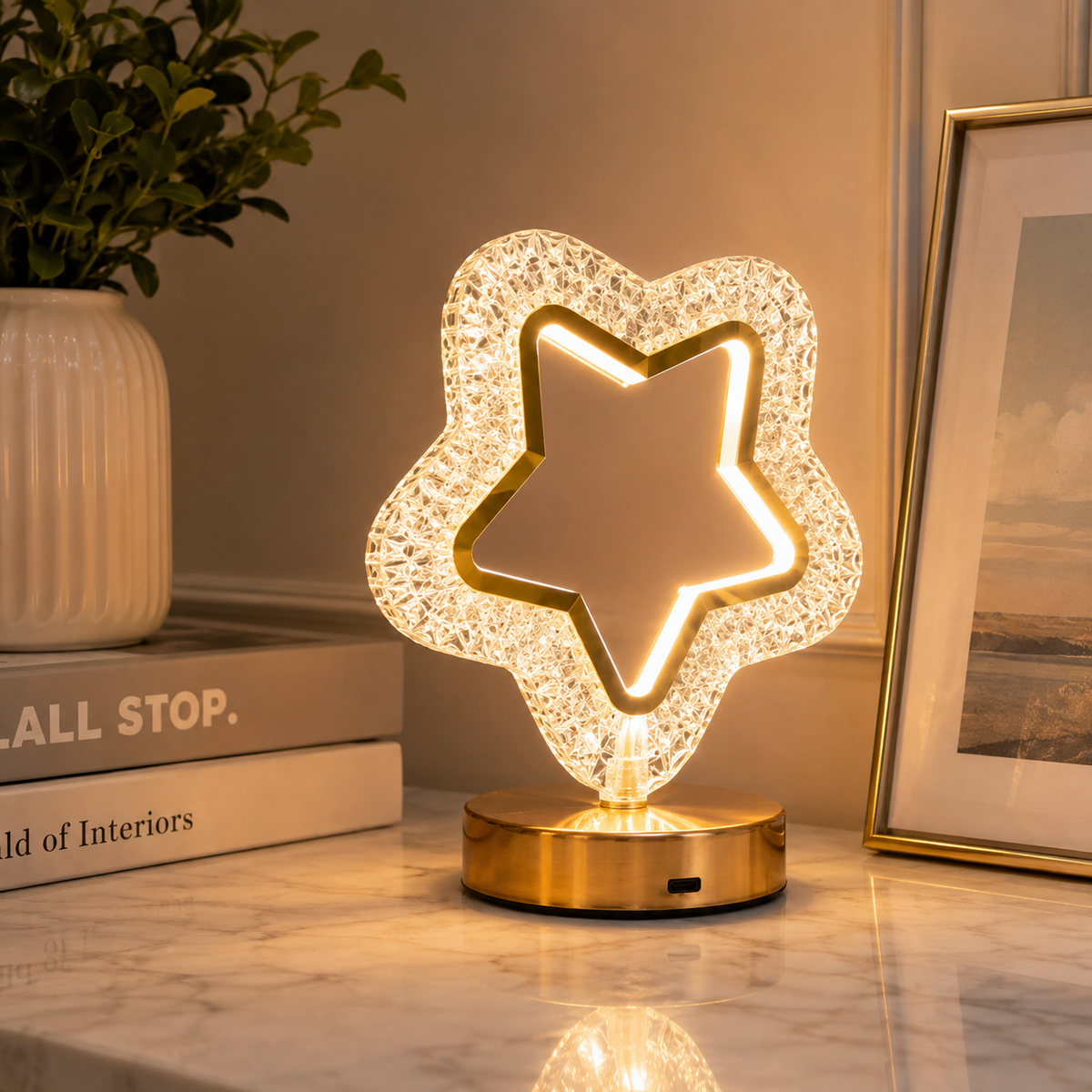 Rechargeable LED Crystal Lamp – 3000K–7000K Acrylic Touch Light
