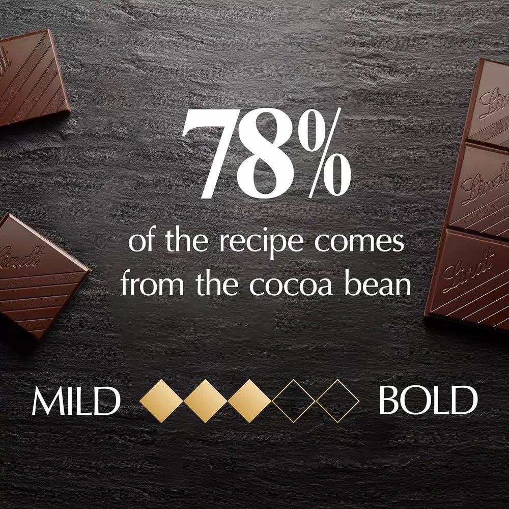 Lindt Excellence 78% Cocoa Dark Chocolate Bars, Premium Full Size Dark Chocolate Candy Bars, 3.5 oz, 4 Pack, 6 Pack & 12 Pack Options