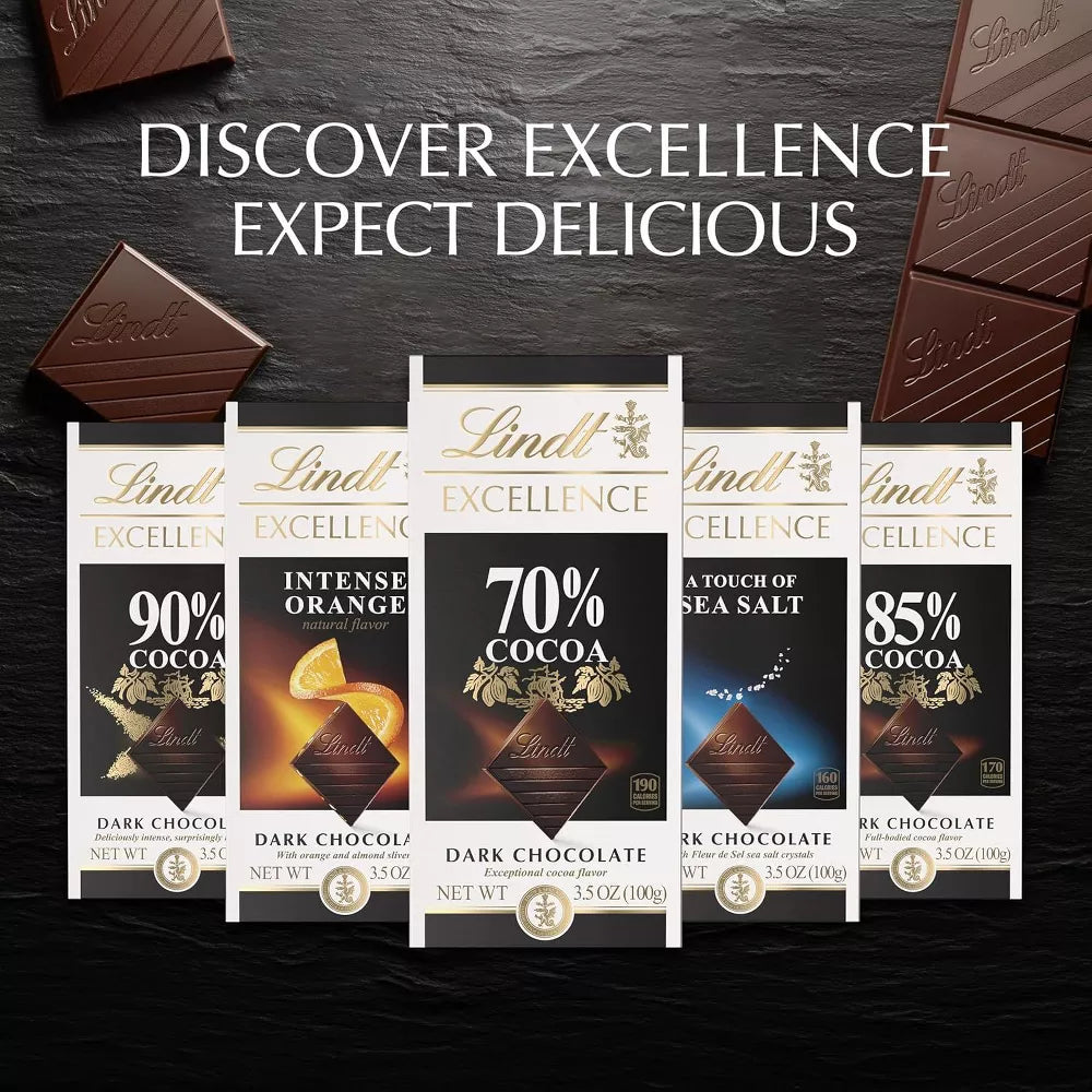 Lindt Excellence 78% Cocoa Dark Chocolate Bars, Premium Full Size Dark Chocolate Candy Bars, 3.5 oz, 4 Pack, 6 Pack & 12 Pack Options