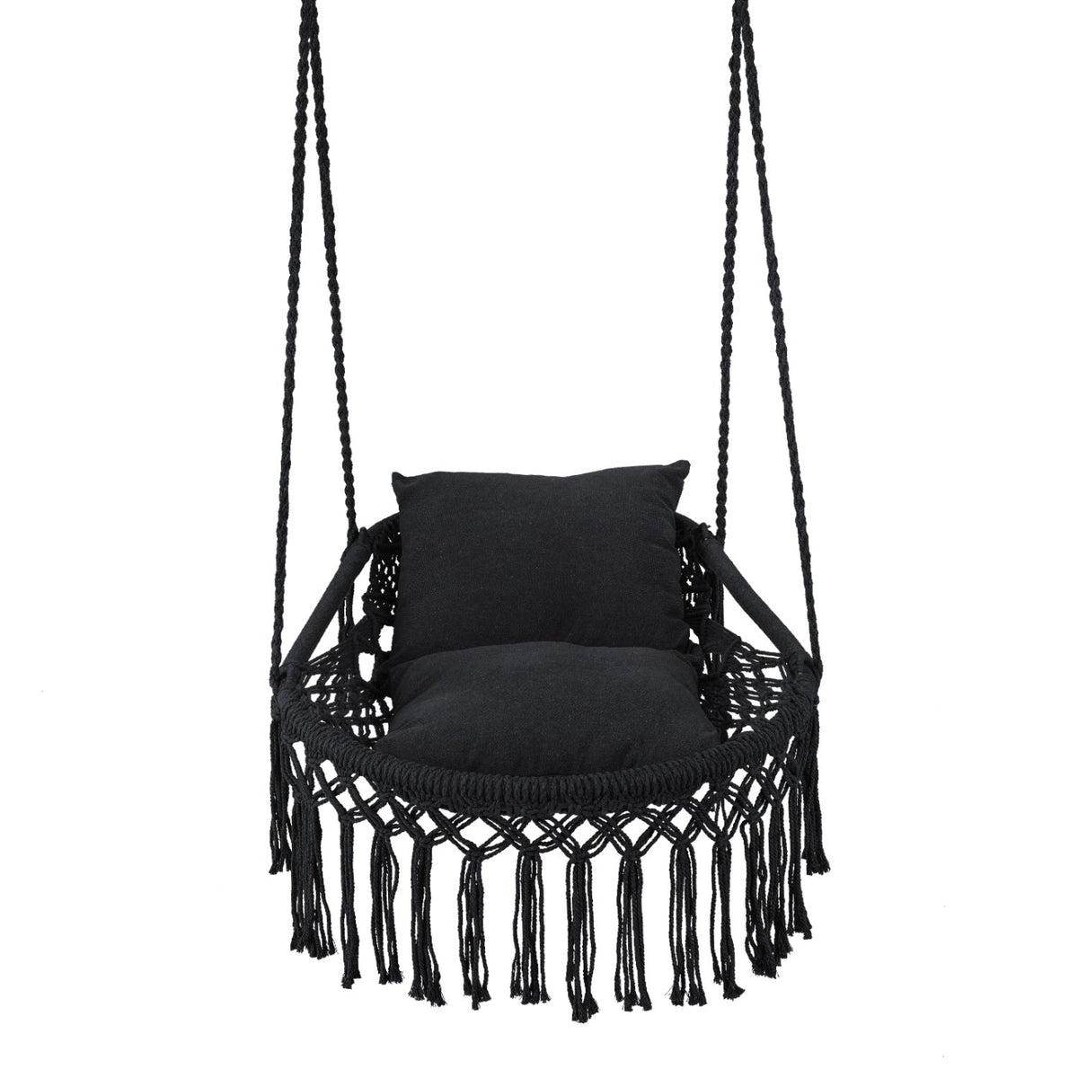 Macrame Swing Chair Hammock Chair with 2 Removable Cushions