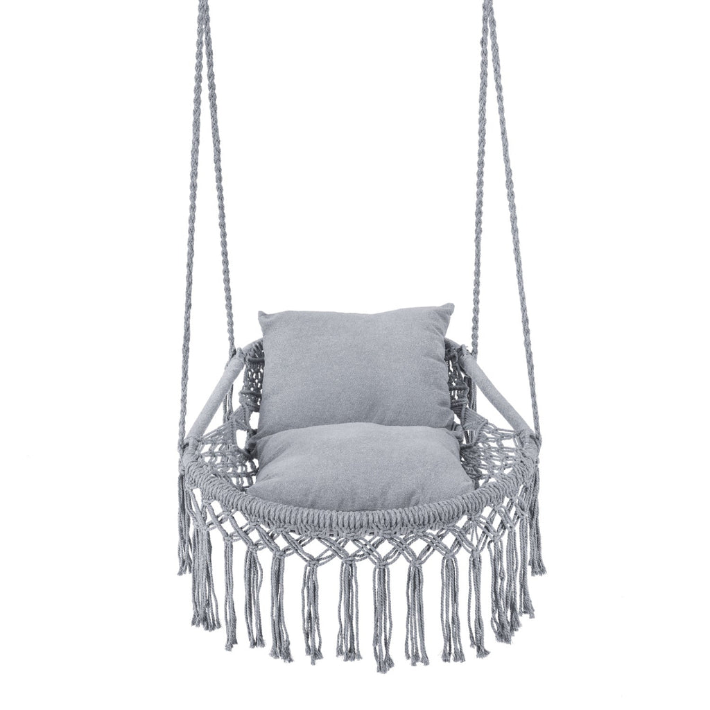 Macrame Swing Chair Hammock Chair with 2 Removable Cushions