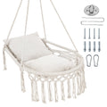 Macrame Swing Chair Hammock Chair with 2 Removable Cushions