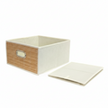 Foldable Storage Bin with Bamboo Front Panel and Handle