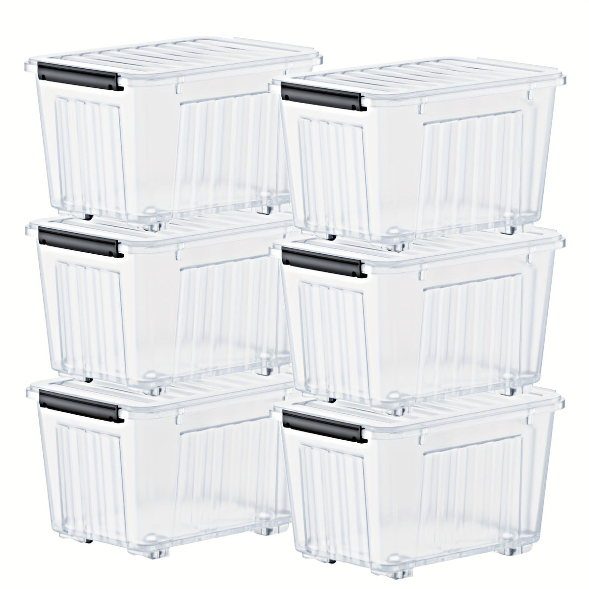 72/97QT Storage Box with Wheels & Lid – Stackable Heavy Duty Organizer 4-6-Pack
