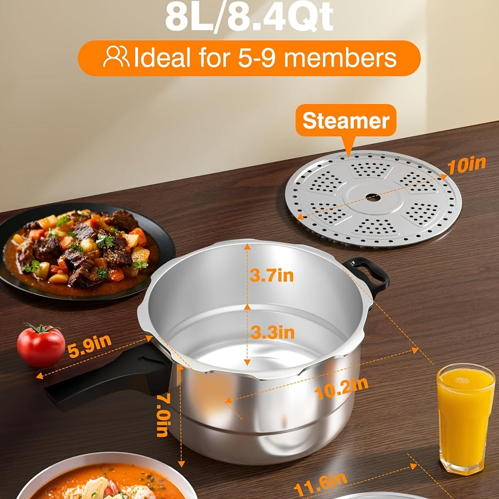 10QT Aluminum Pressure Cooker Canner w/ Rack Gas Induction Compatible