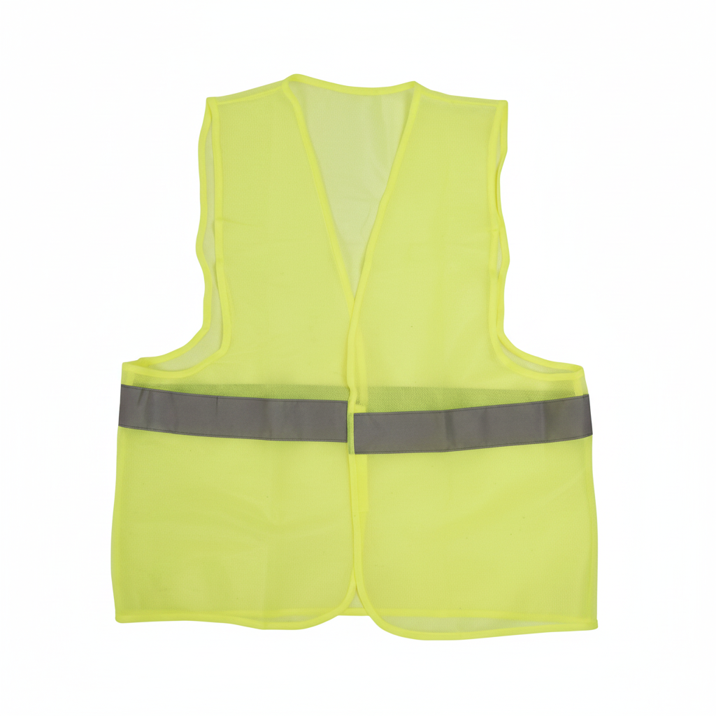 High Visibility Fluorescent Green Safety Vest with Reflective Strip – Lightweight Mesh, One Size Fits Most