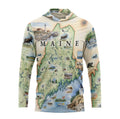 Maine State Map UltraLight Sunshirt Hoodie – UPF 50+
