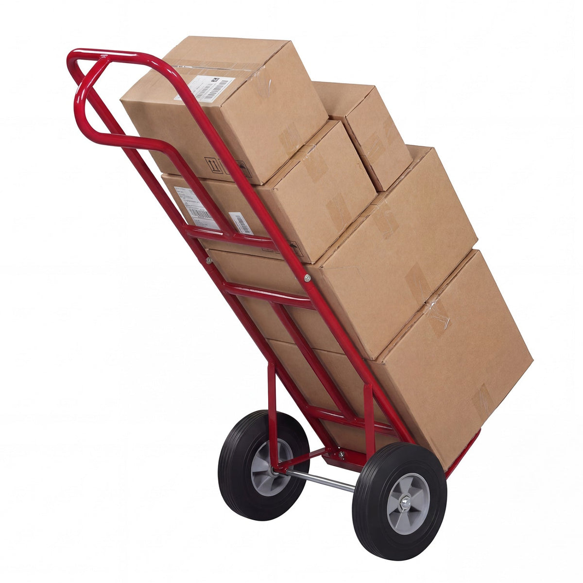 Metal Hand Truck Heavy-Duty 600 LBS Moving Dolly Cart with P-Handle and 10inch Rubber Wheels
