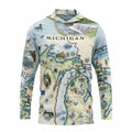 Michigan Map UltraLight Sunshirt Hoodie – UPF 50+