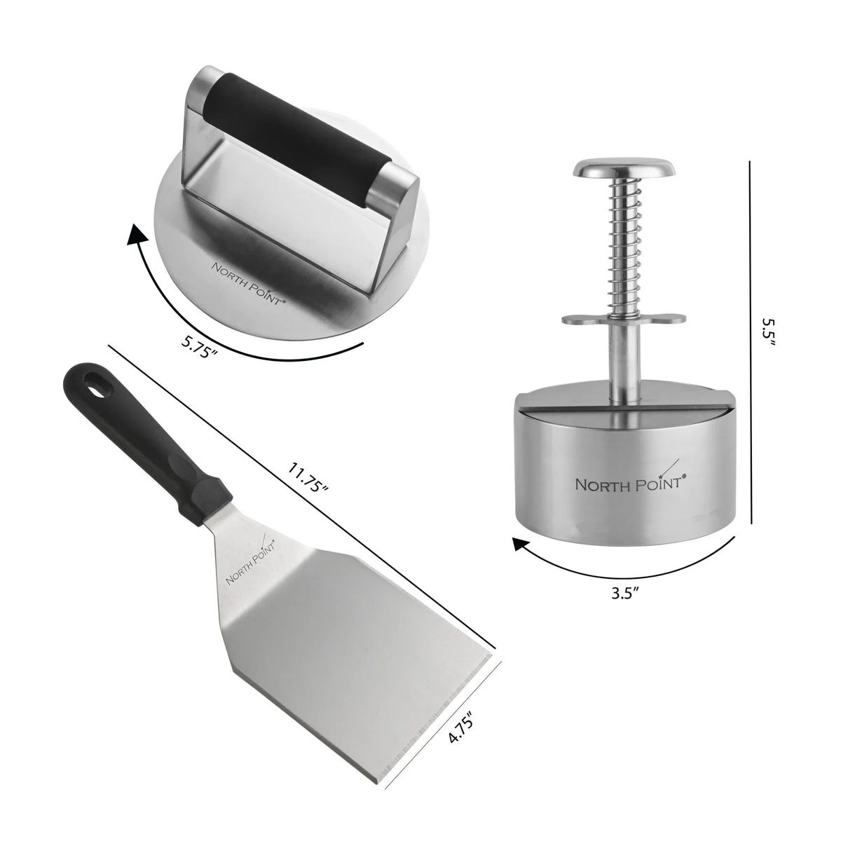 North Point 3 Piece Burger Kit – Press, Shaper & Flipper for Perfect Patties