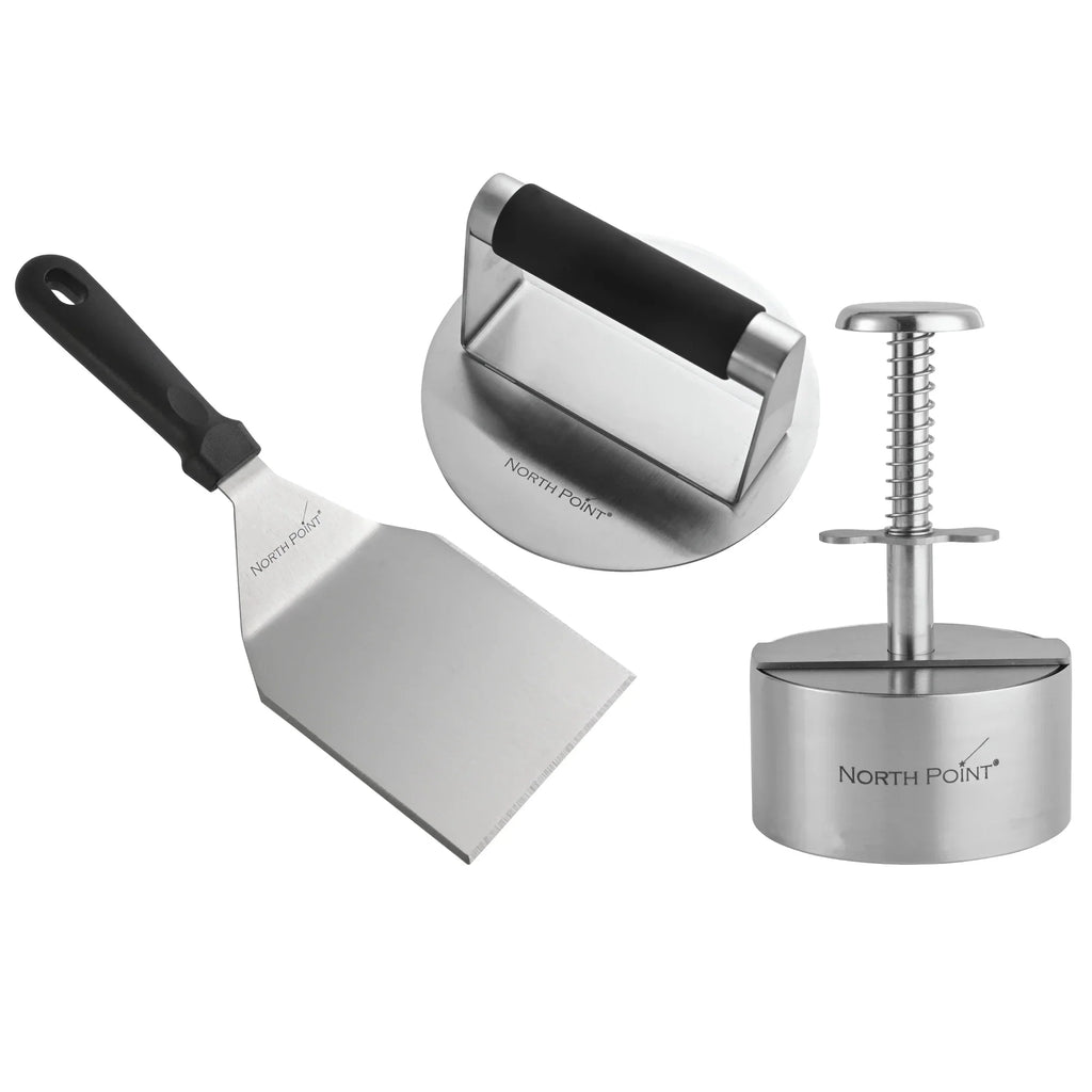 North Point 3 Piece Burger Kit – Press, Shaper & Flipper for Perfect Patties