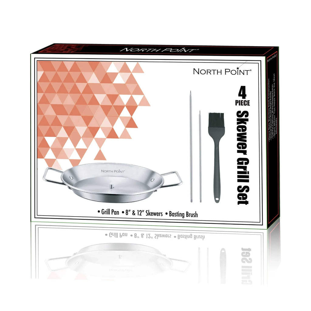 North Point 4 Piece Skewer Grill Topper Set – Vertical Stainless Steel Kebab Kit