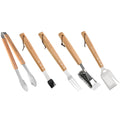 North Point 5 Piece BBQ Tool Set – Wood Handle Stainless Steel with 5-in-1 Spatula