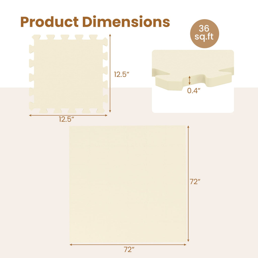 Interlocking Foam Floor Tiles 36-Pack with Borders