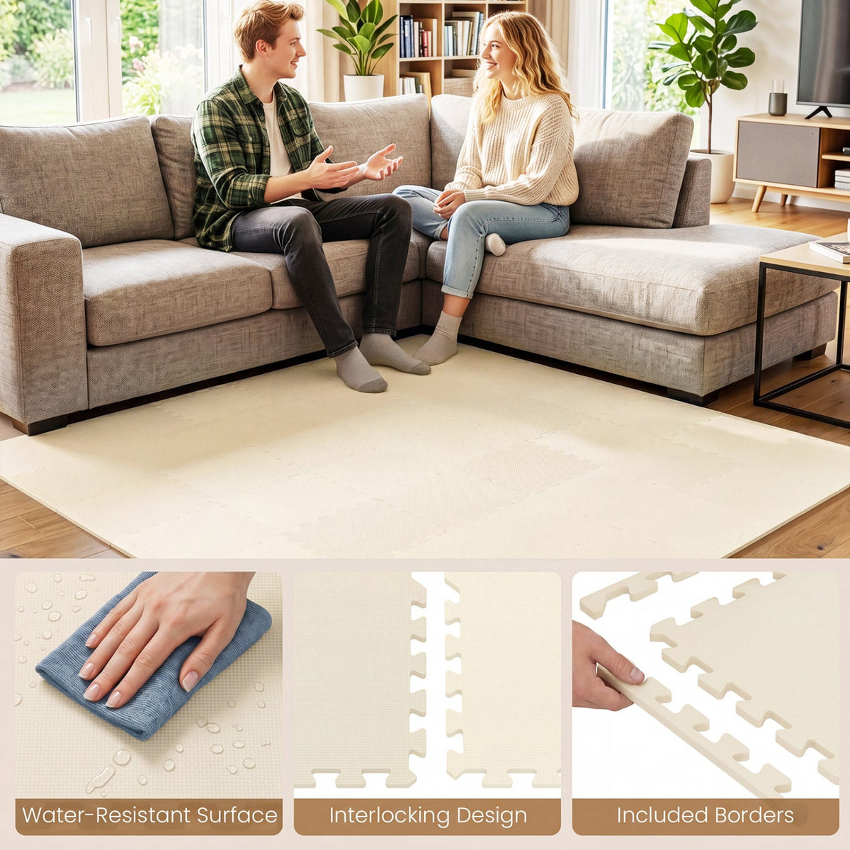 Interlocking Foam Floor Tiles 36-Pack with Borders