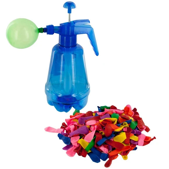Water Balloon Filling Station with Balloons Quick Fill Hand Pump 250 Assorted Balloons Outdoor Party Game Kit
