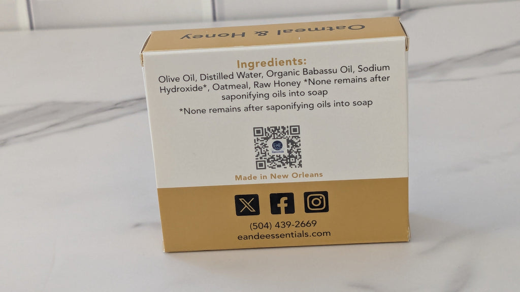Oatmeal & Honey Bar Soap (Coconut Oil Free)