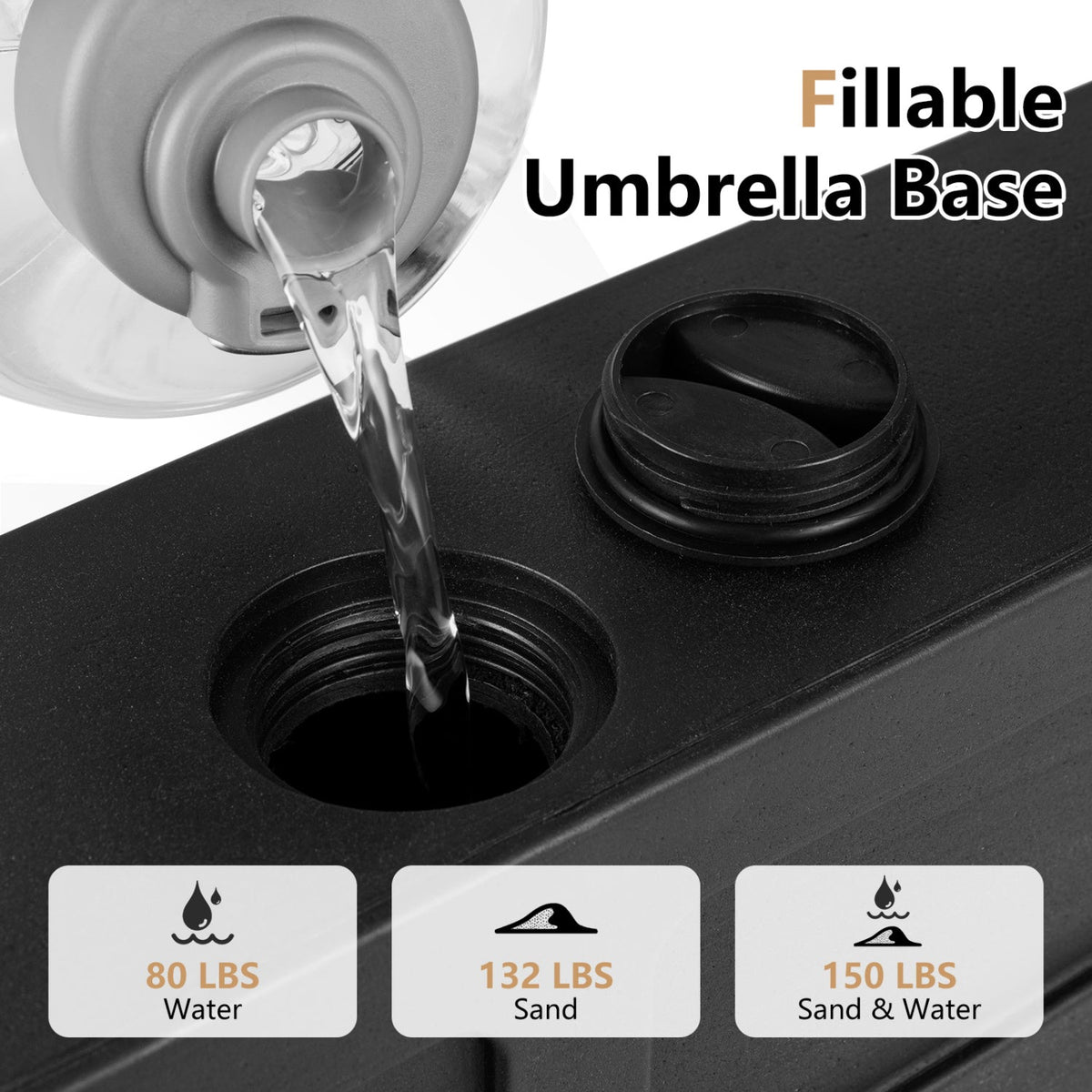 Fillable Umbrella Base with Wheels - Water/Sand Weighted