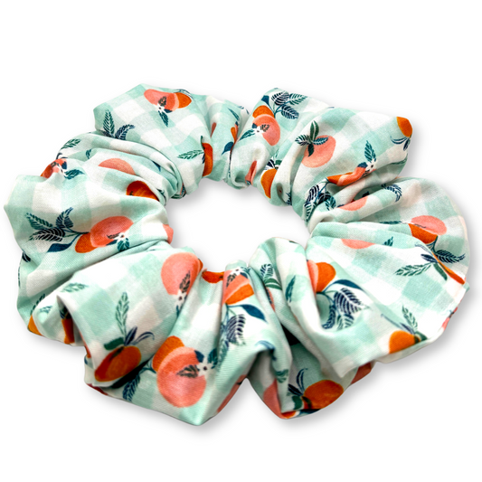 Peach Gingham Summer Scrunchie