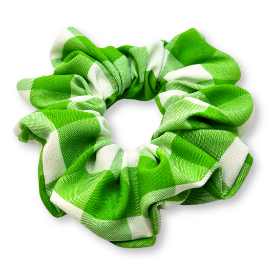Green Gingham Summer Scrunchie