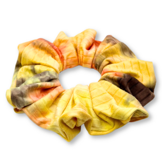 Orange & Yellow Tie Dye Ribbed Scrunchie