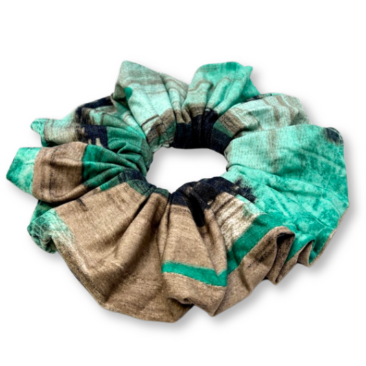 Teal Marble Scrunchie