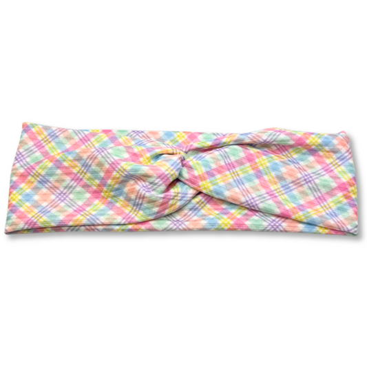 Easter Plaid Ribbed Twist Knot Headband