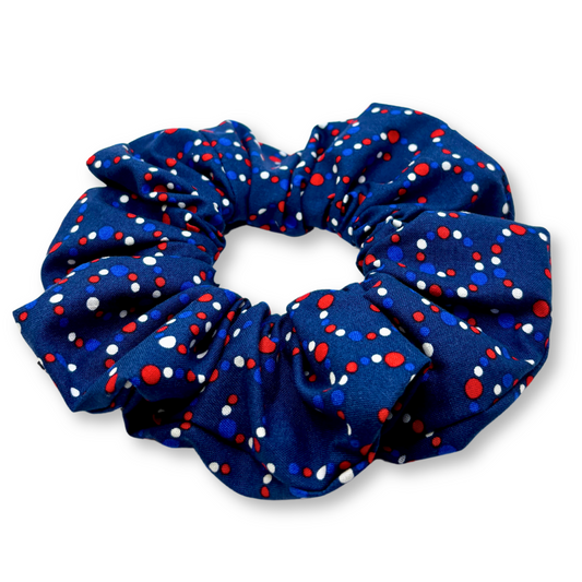 Navy Patriotic Dotted Scrunchie