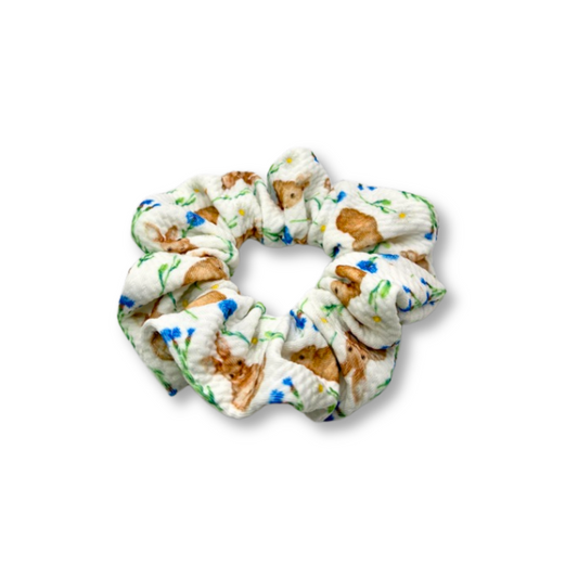 Mini Flowers and Rabbits Spring Bullet Scrunchie