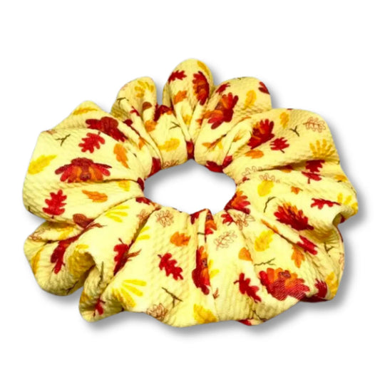 Turkey and Leaves Thanksgiving Bullet Scrunchie