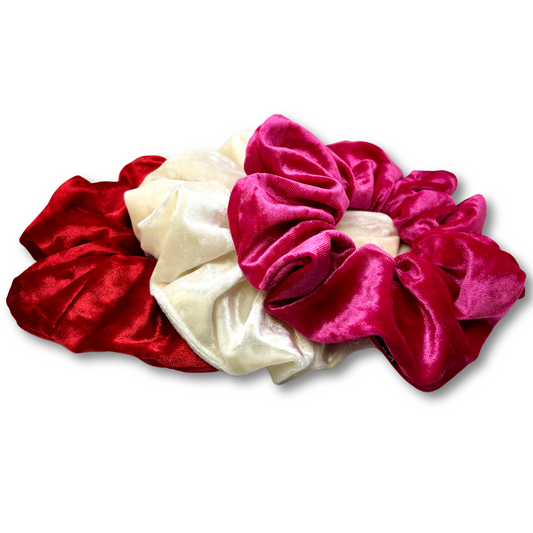 Sweetheart Crushed Velvet Scrunchie Trio