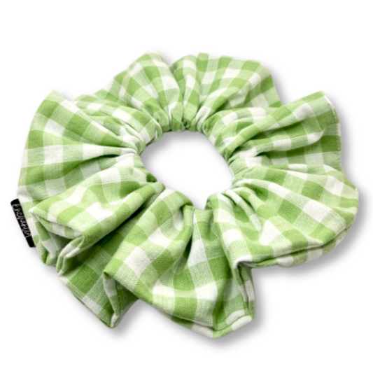 Light Green Gingham Spring Scrunchie