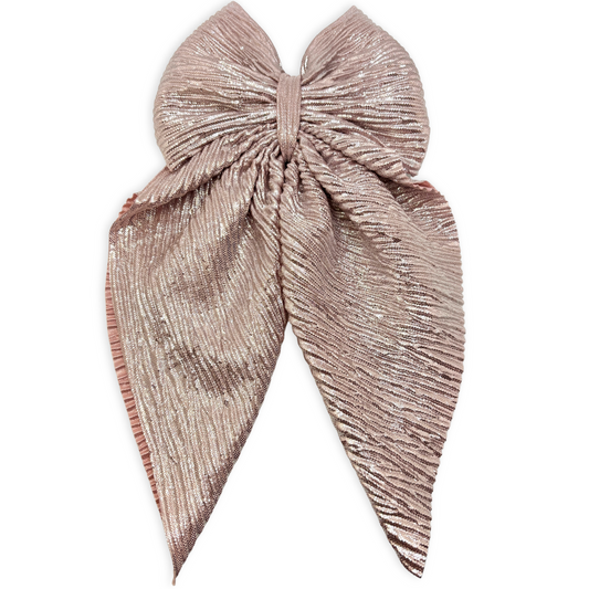Pink Pleated Long Tail Bow