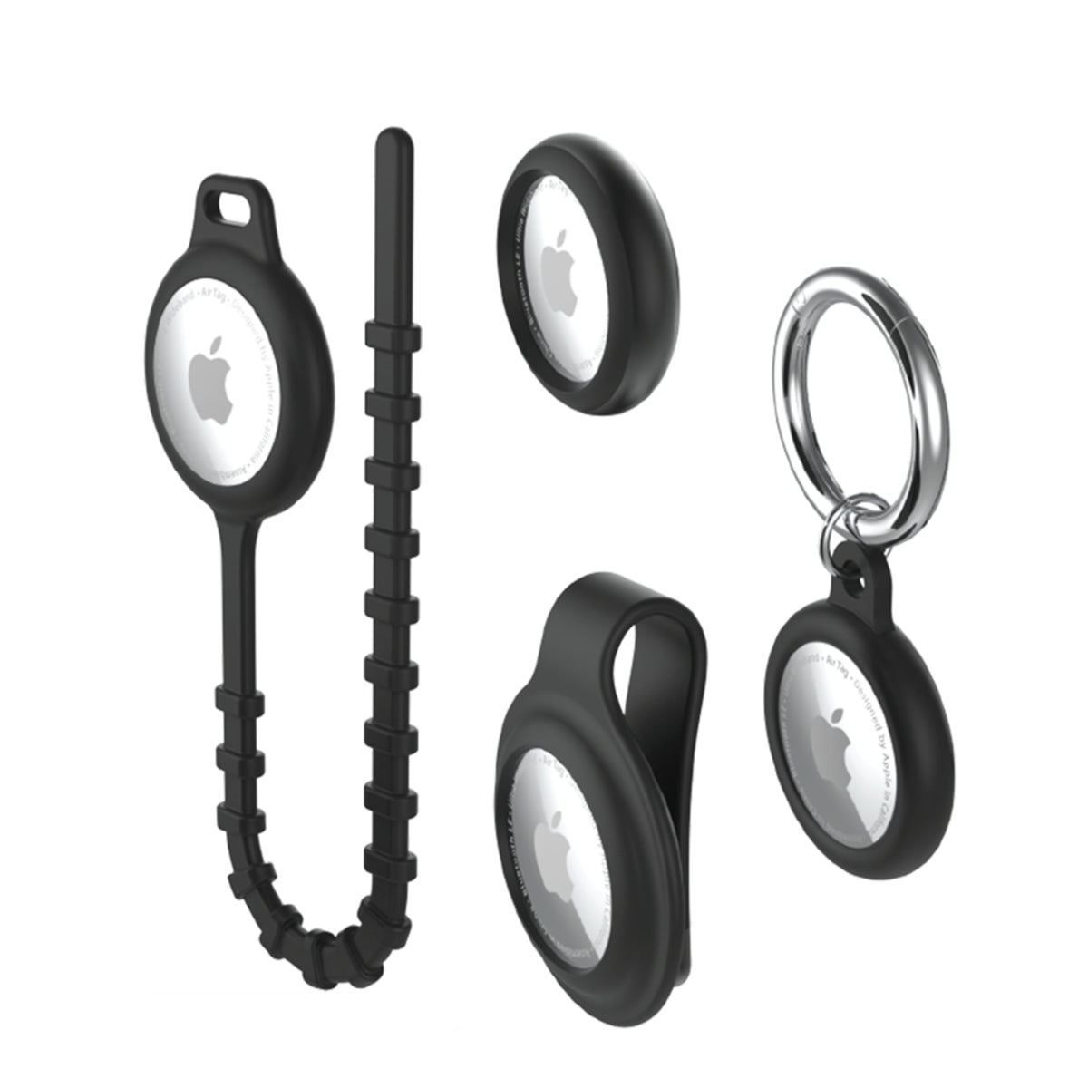 AirTag Accessory Kit – 4-Piece Protective Holder Set with Keychain, Loop & Luggage Tag