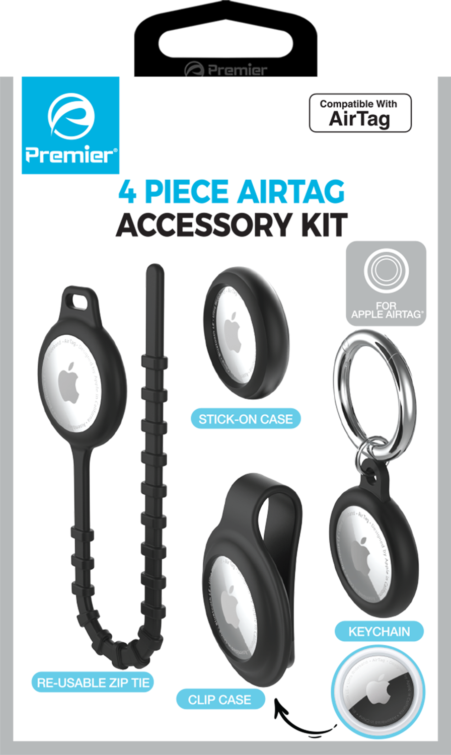 AirTag Accessory Kit – 4-Piece Protective Holder Set with Keychain, Loop & Luggage Tag