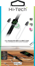 Hi-Tech 2-in-1 Smartwatch & USB-C Charging Cable – 6ft Braided Watch Charger Cord