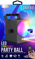 Lumen8 LED Party Ball with Strobe & Laser Light – Remote Control Disco Light for Parties