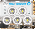 Lumen8 Wireless LED Puck Lights 5-Pack – Battery Powered Stick-On Closet & Cabinet Lights