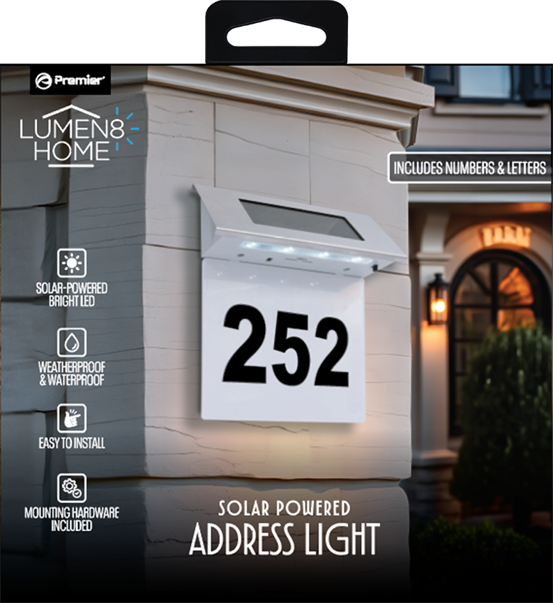 Lumen8 Solar Address Sign – Stainless Steel LED Illuminated House Number Plaque