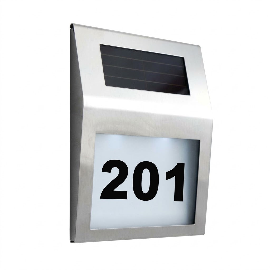 Lumen8 Solar Address Sign – Aluminum LED Illuminated House Number Doorplate