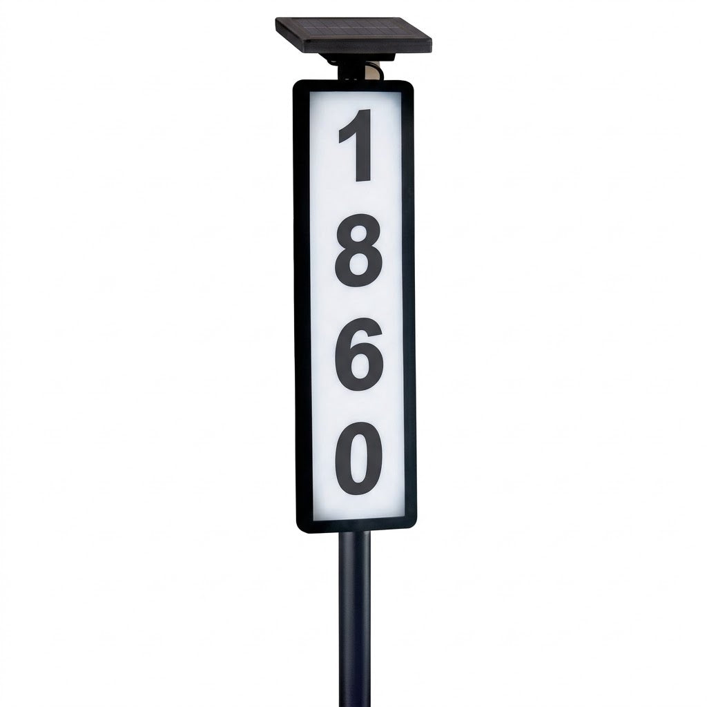 Lumen8 Solar Address Ground Sign – LED Lighted House Number Stake for Lawns & Driveways