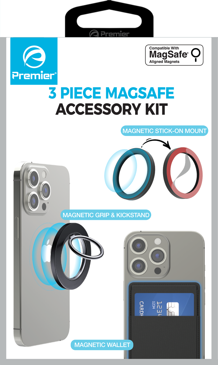 MagSafe Accessory Kit – 3-Piece Magnetic Ring Adapter & Phone Grip Set