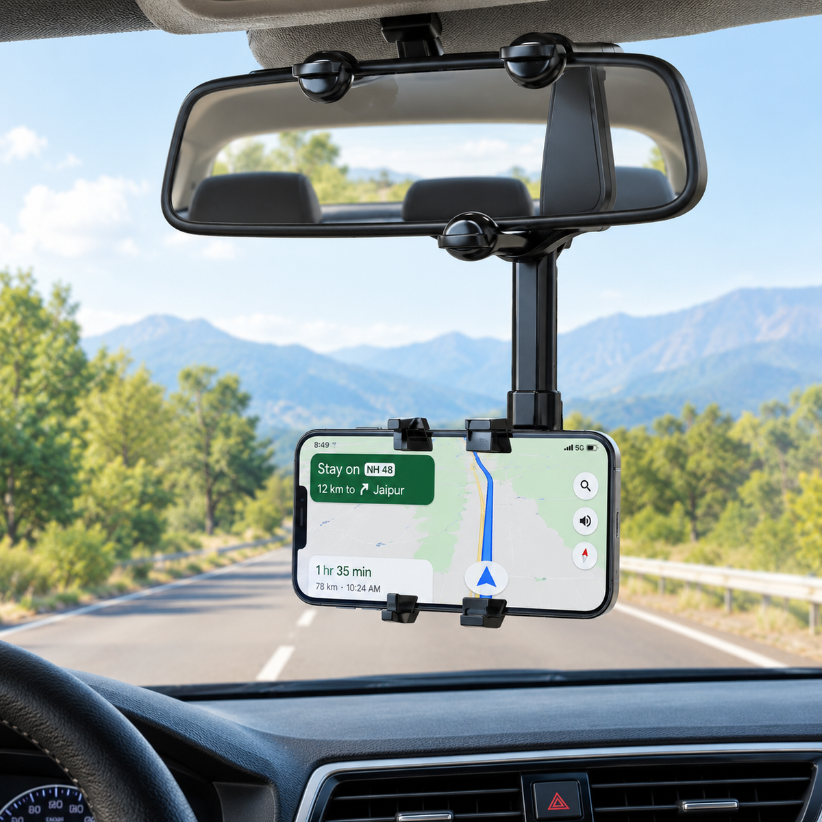Xtend Rear View Mirror Phone Mount – Extendable Car Holder for GPS Navigation
