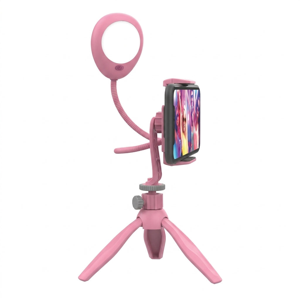 Portable Phone Tripod with LED Light – Selfie Stand for Video Calls, Streaming & Content