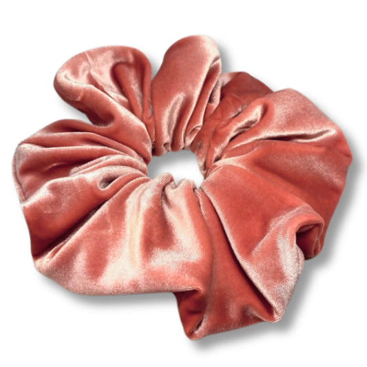 Pink Peach Velvet Scrunchie