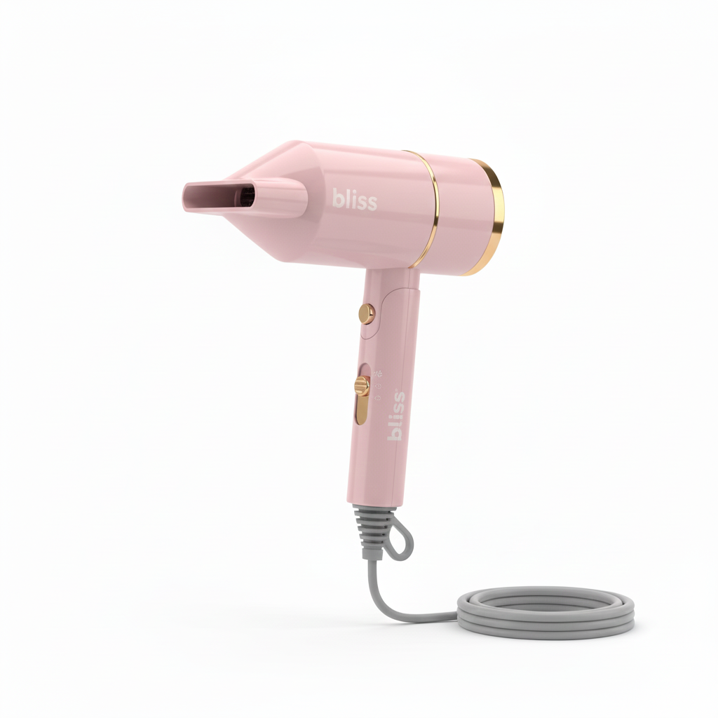 BLISS 1200W Professional Hair Dryer with Concentrator Nozzle – Lightweight Styling Dryer (Blue, Pink)