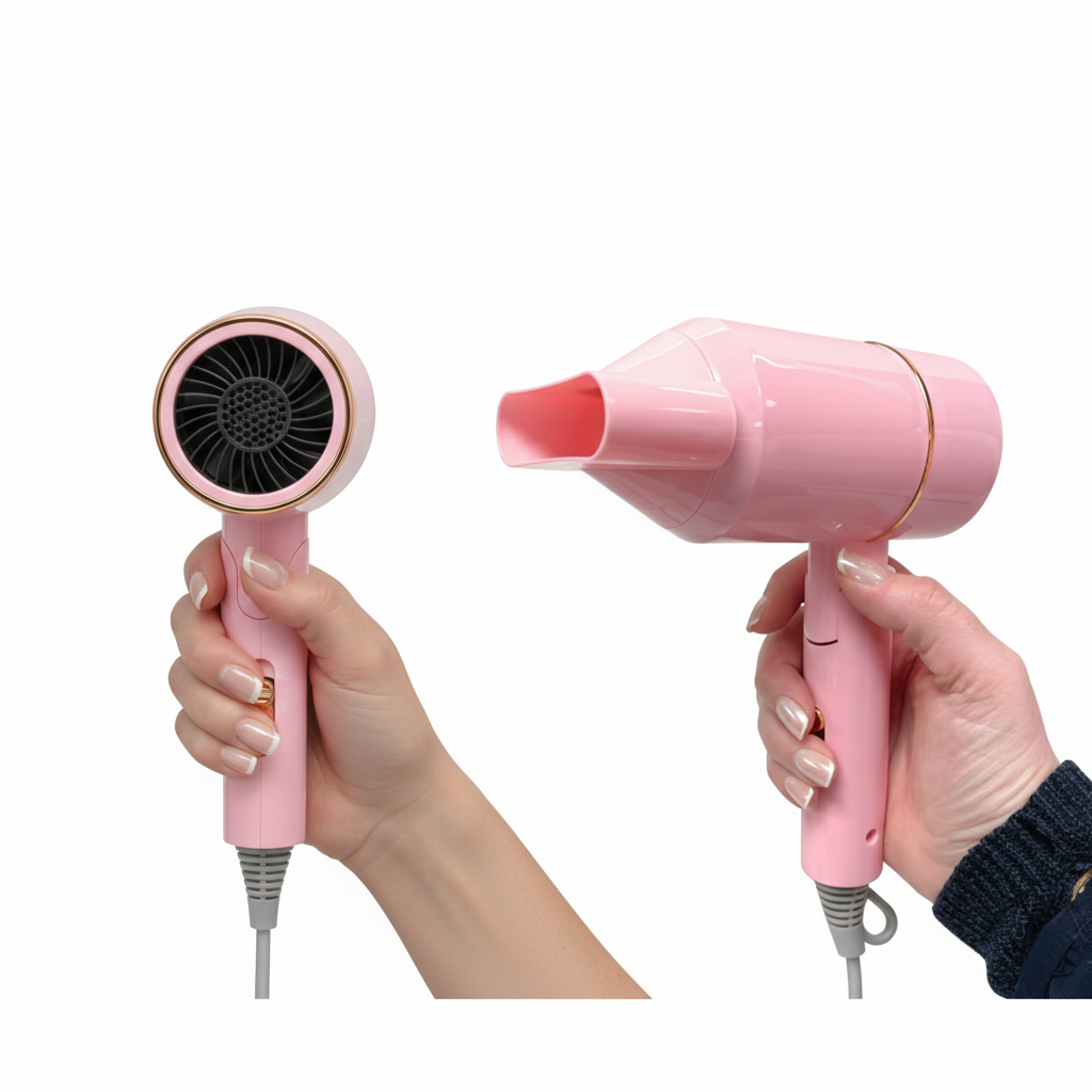 BLISS 1200W Professional Hair Dryer with Concentrator Nozzle – Lightweight Styling Dryer (Blue, Pink)