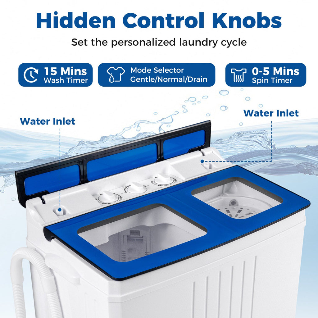 Portable Washing Machine with 12 LBS Washer and 8 LBS Spinner Combo for Apartments