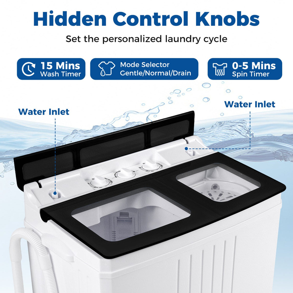 Portable Washing Machine with 12 LBS Washer and 8 LBS Spinner Combo for Apartments