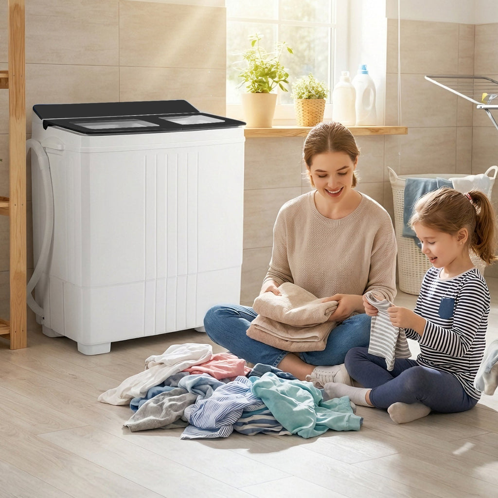 Portable Washing Machine with 12 LBS Washer and 8 LBS Spinner Combo for Apartments